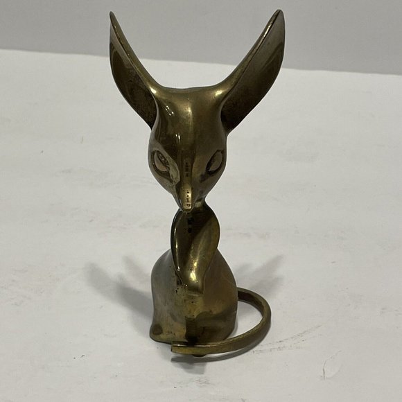 Vintage Brass Mouse Big Ears Long MCM Figurine Paperweight Mid Century Modern - Picture 5 of 8